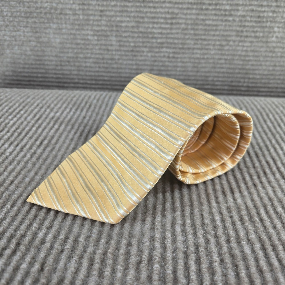 Nubio Mens Gold Cream Striped Silk Classic Necktie